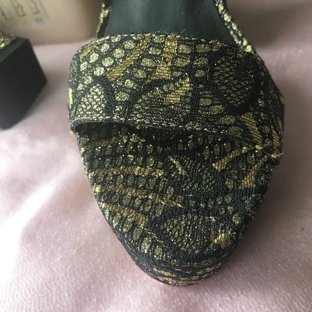 ASOS gold lace heeled platform heel sandals BNWOT - Picture 5 of 11